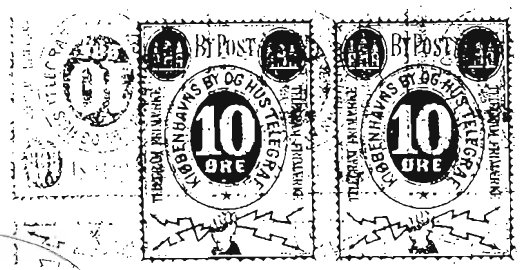 S&R P15, prøvetryk af DAKA 11, 10 øre  rød, på hvidt papir, trykt på beggesider omvendt