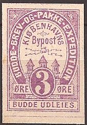 S&R P61, prøvetryk - ikke udgivet som frimærke, 3 øre violet på cremefarvet papir